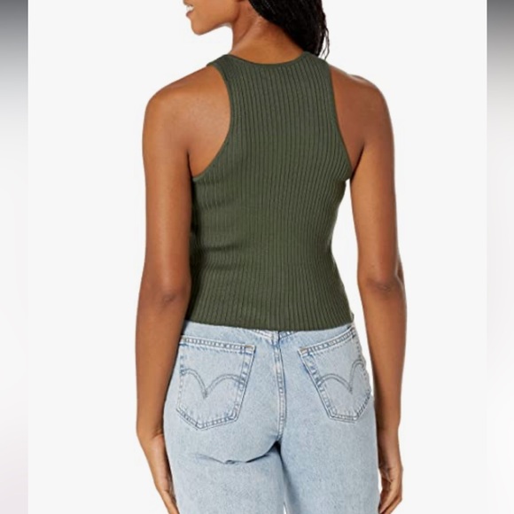 Calvin Klein Ribbed Scoop Neck Button Tank Top - Picture 4 of 6